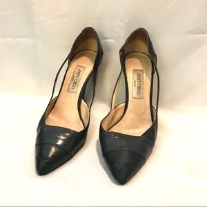 Jimmy Choo London Navy Leather Heels